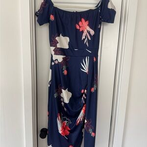Floral Off-Shoulder Navy Dress